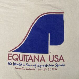 Vintage 1998 Equitana USA Sz M Shirt Horse Fair Louisville Kentucky Beige Equine